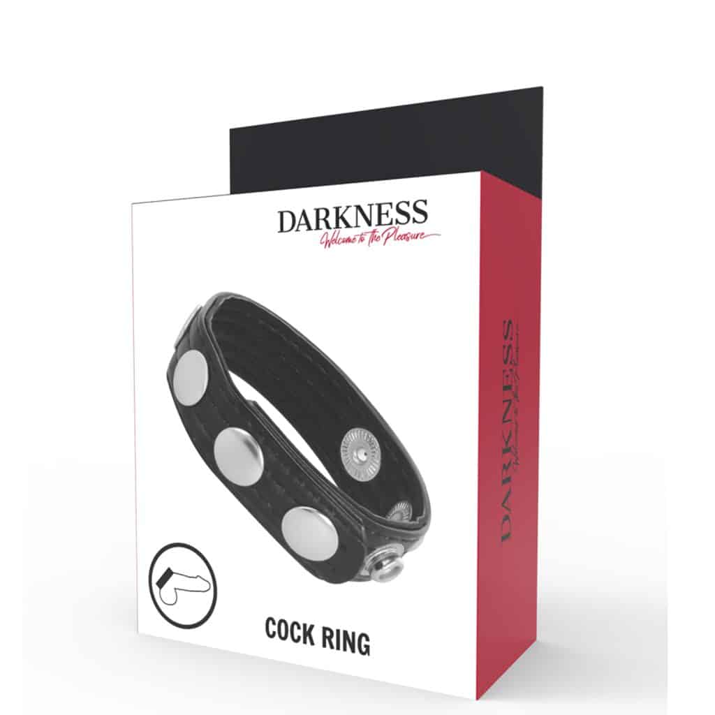 Erection Penisring i Läder med nitar – Svart