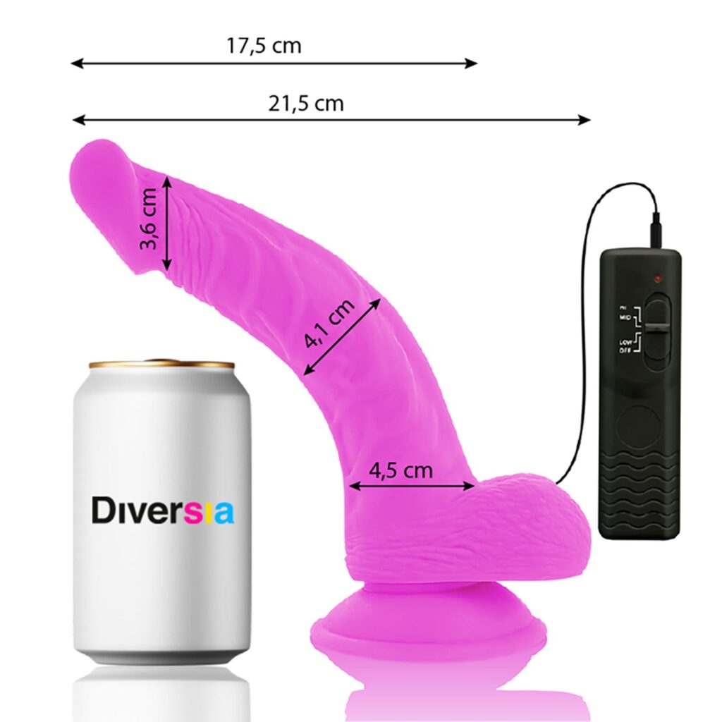 Diversia – Flexibel Vibrerande Dildo med fjärrkontroll 21,5 cm – Lila