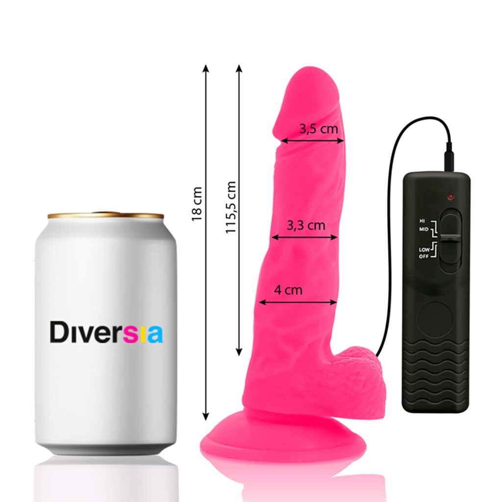 Diversia – Flexibel Vibrerande Dildo med fjärrkontroll 18 cm – Rosa