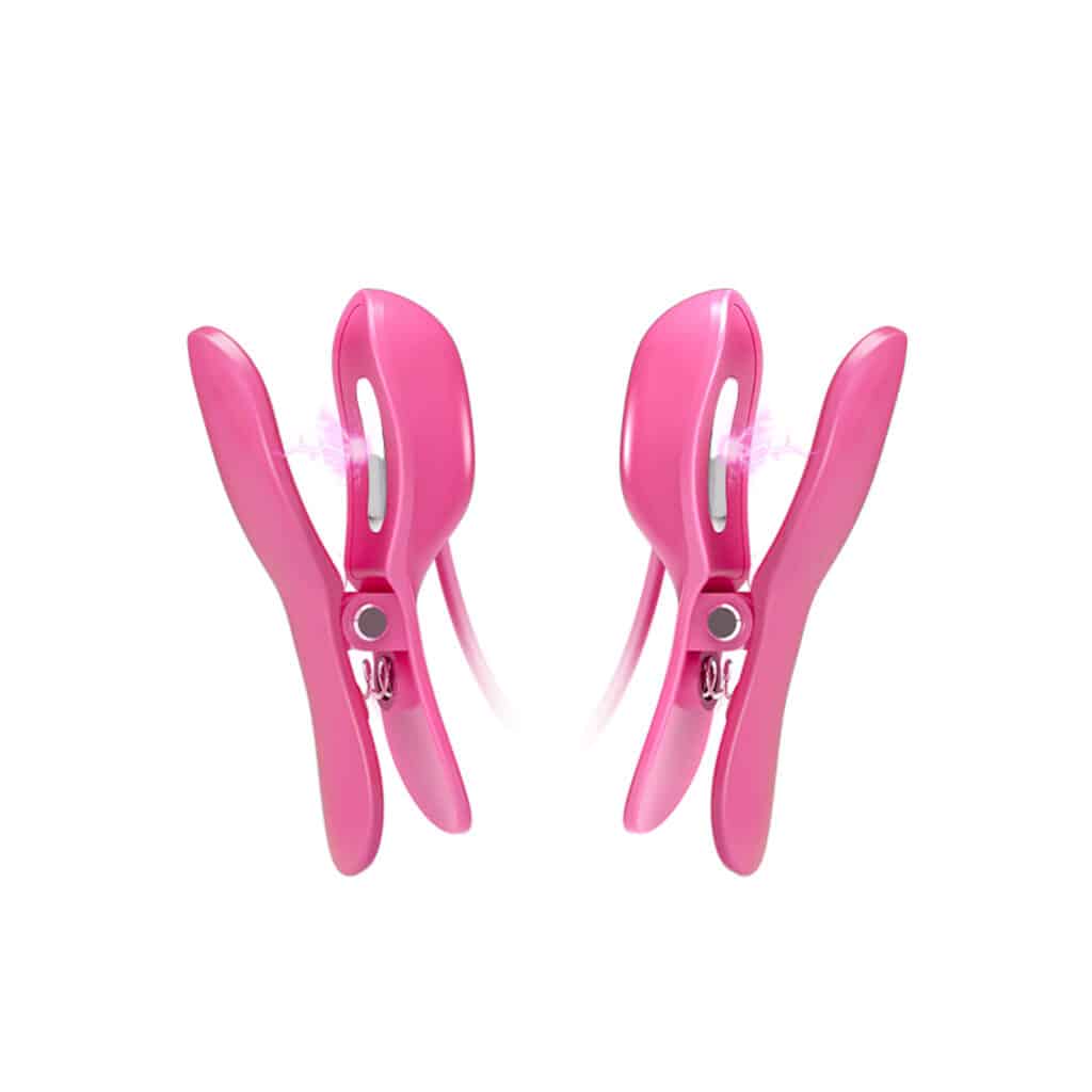 Romantic Wave Vibrating & Eletric Shock Nipple Clamps – Vibrerande Bröstklämmor – Fuchsia