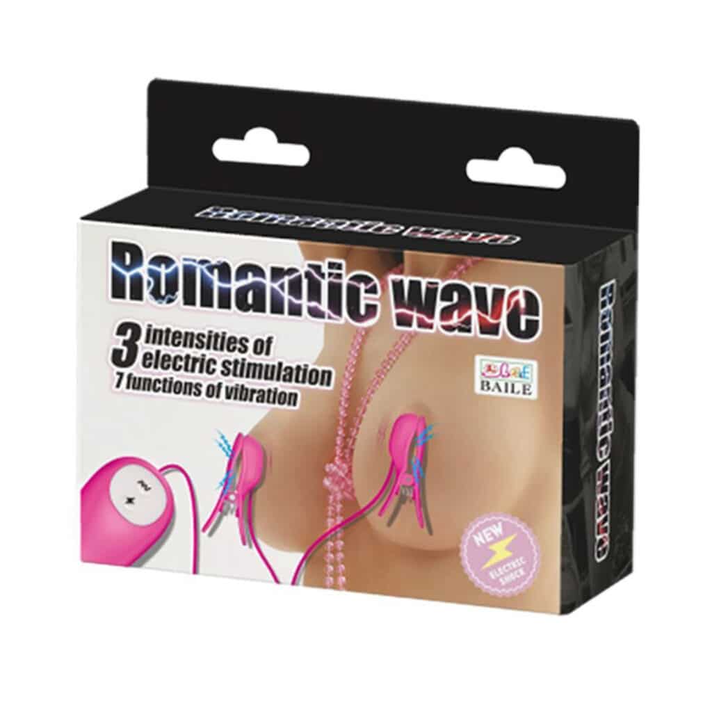 Romantic Wave Vibrating & Eletric Shock Nipple Clamps – Vibrerande Bröstklämmor – Fuchsia