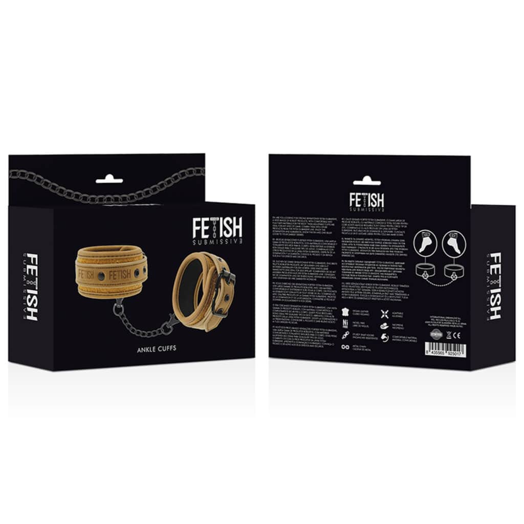 Fotbojor i Veganskt läder med neopren foder & metallkedja – Beige