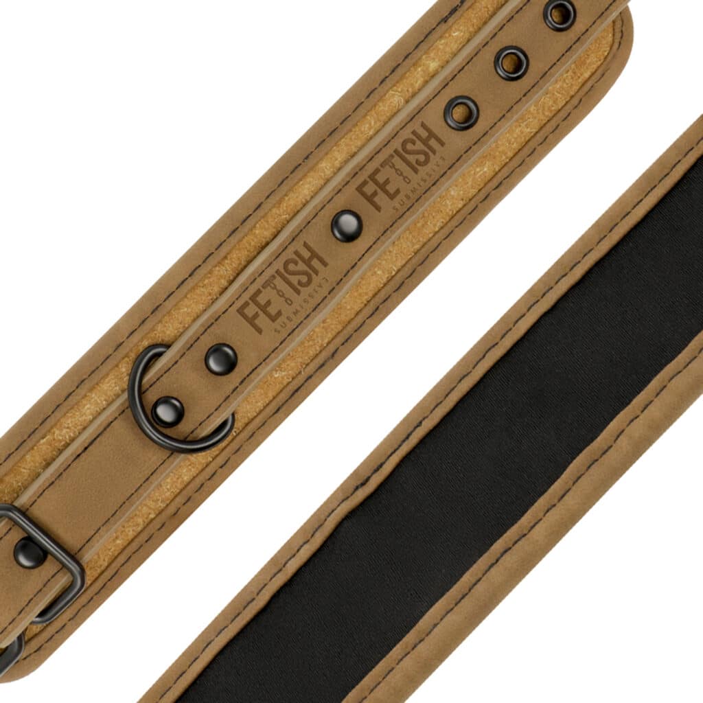 Fotbojor i Veganskt läder med neopren foder & metallkedja – Beige