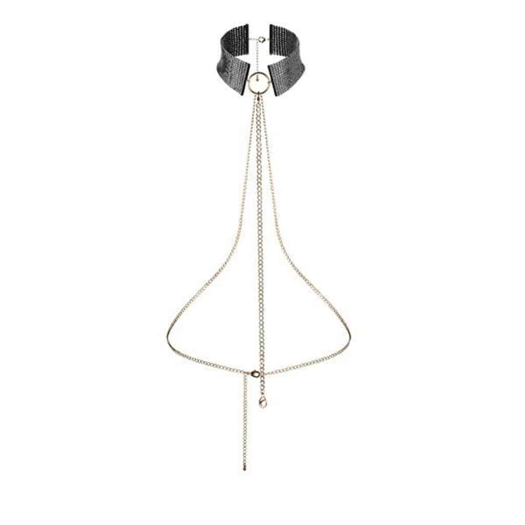 Bijoux Desire Metallique Halsband – Choker med långa kedjor – Svart