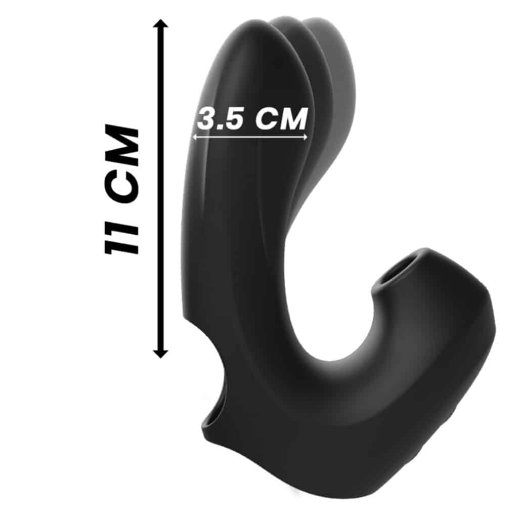 Suction & Klitoris Stimulator – Finger & Lufttrycksvibrator – Svart