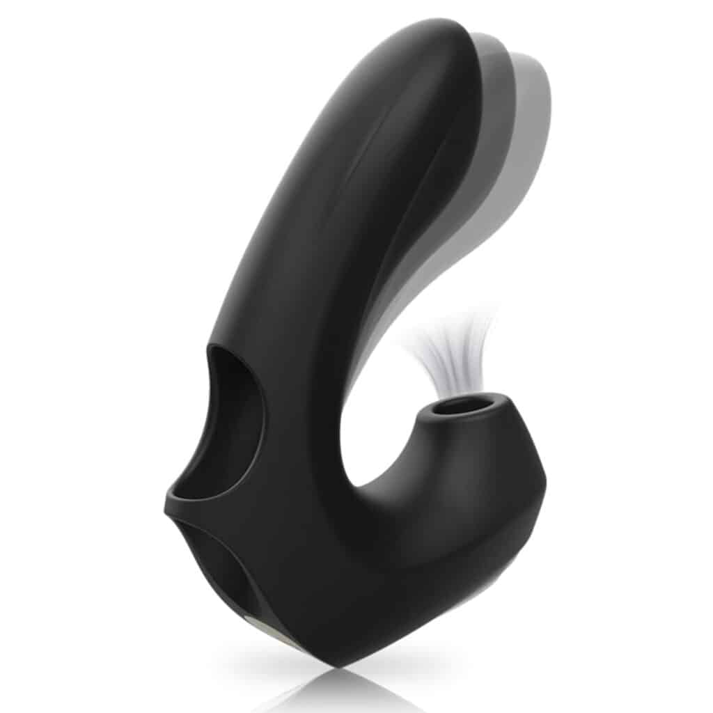 Suction & Klitoris Stimulator – Finger & Lufttrycksvibrator – Svart