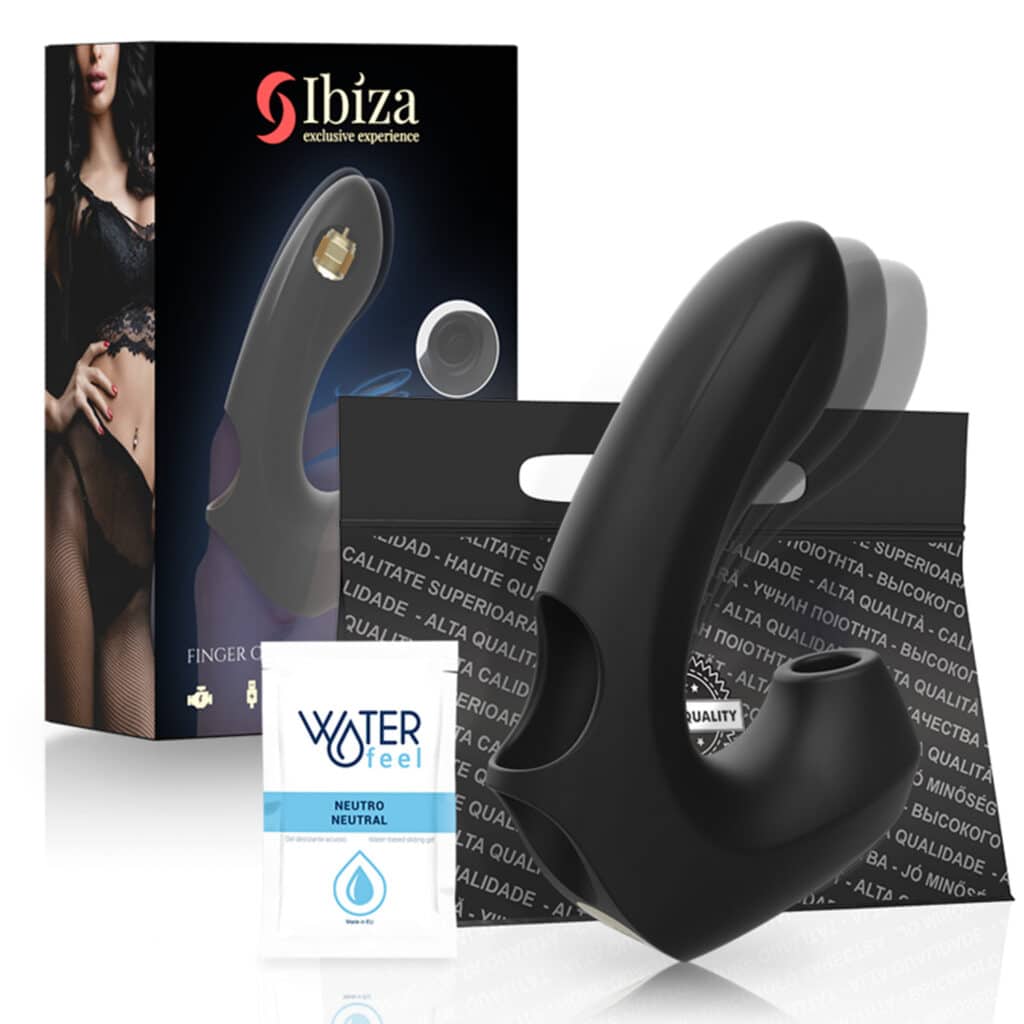 Suction & Klitoris Stimulator – Finger & Lufttrycksvibrator – Svart