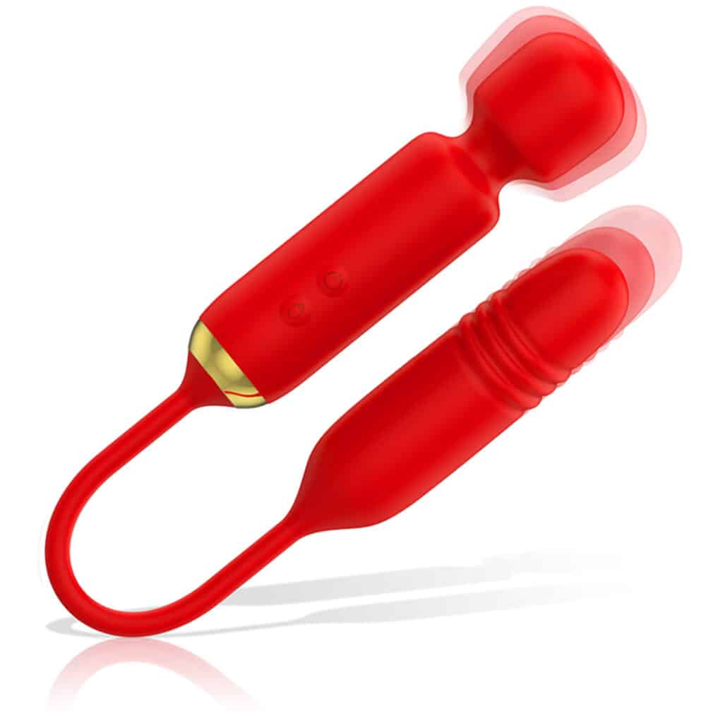 Double Pleasure Wand – Toscana Massagestav + Up and Down – Röd