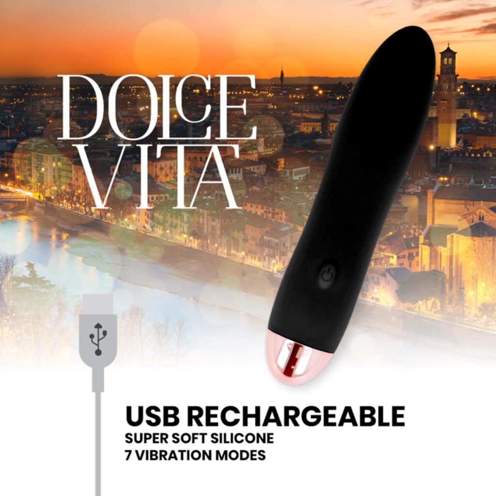Dolce Vita Four – Uppladdningsbar Vibrator med 7 Hastigheter – Svart