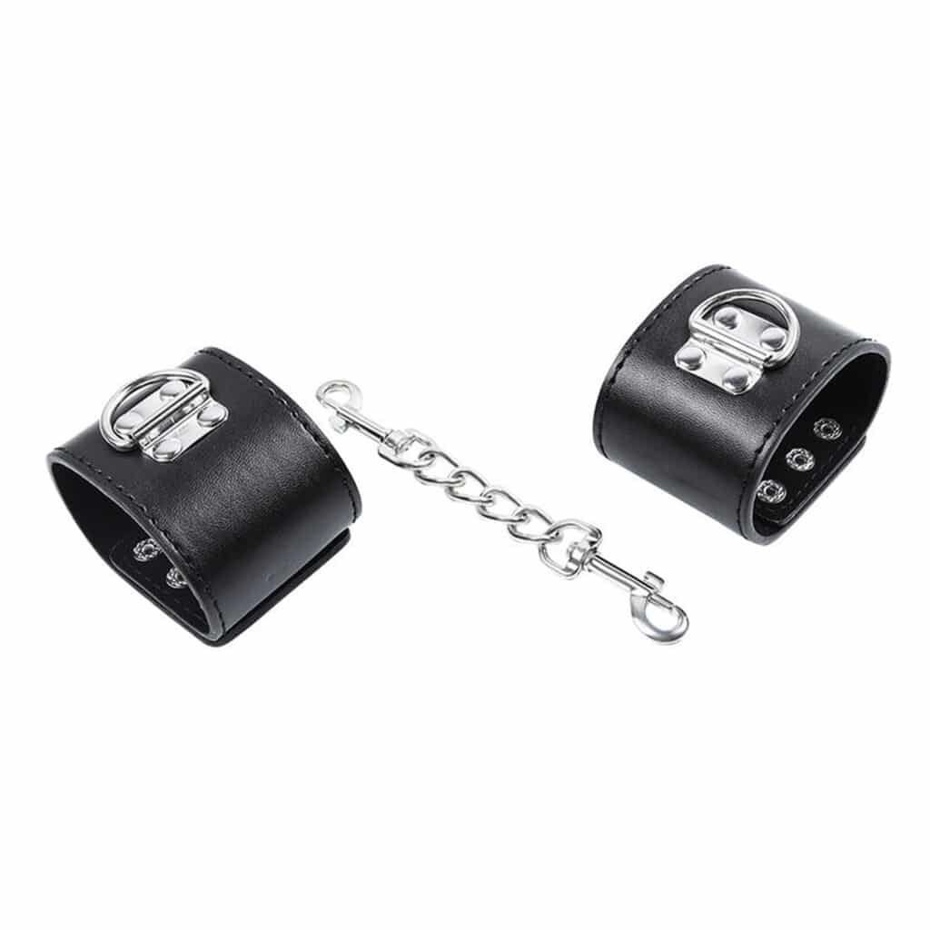 Öhmama! Fetish Handbojor med Nitar & Metallkedja – Svart